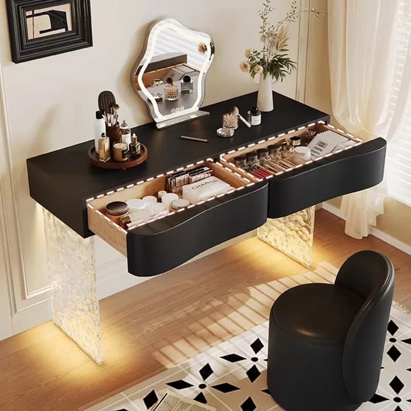 Table Bedroom Black Desk Women Vanity Acrylic Wood Dressing Table Modern Living Room Garden Mesa De Maquillaje Trendy Furniture