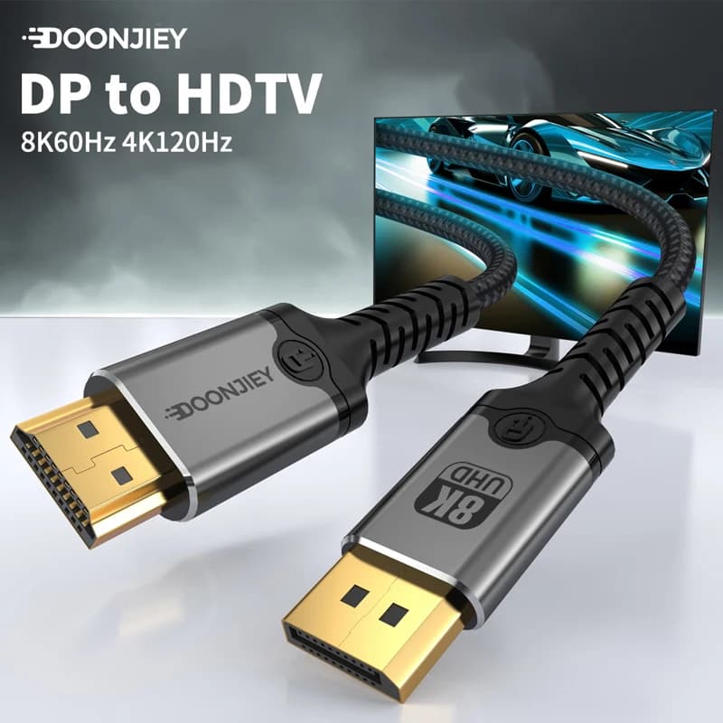 Adapter compatible with DisplayPort to HDMI 8K 8K@60Hz 4k@120hz DP to HDMI cable for desktop desktop PC monitor