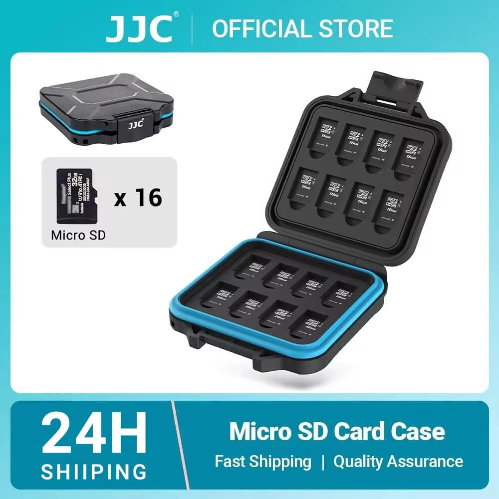 JJC 16 slot Micro SD Card Case Storage Box Soft Foam MicroSD Card Holder organizzatore di schede di memoria impermeabile per 16 schede TF