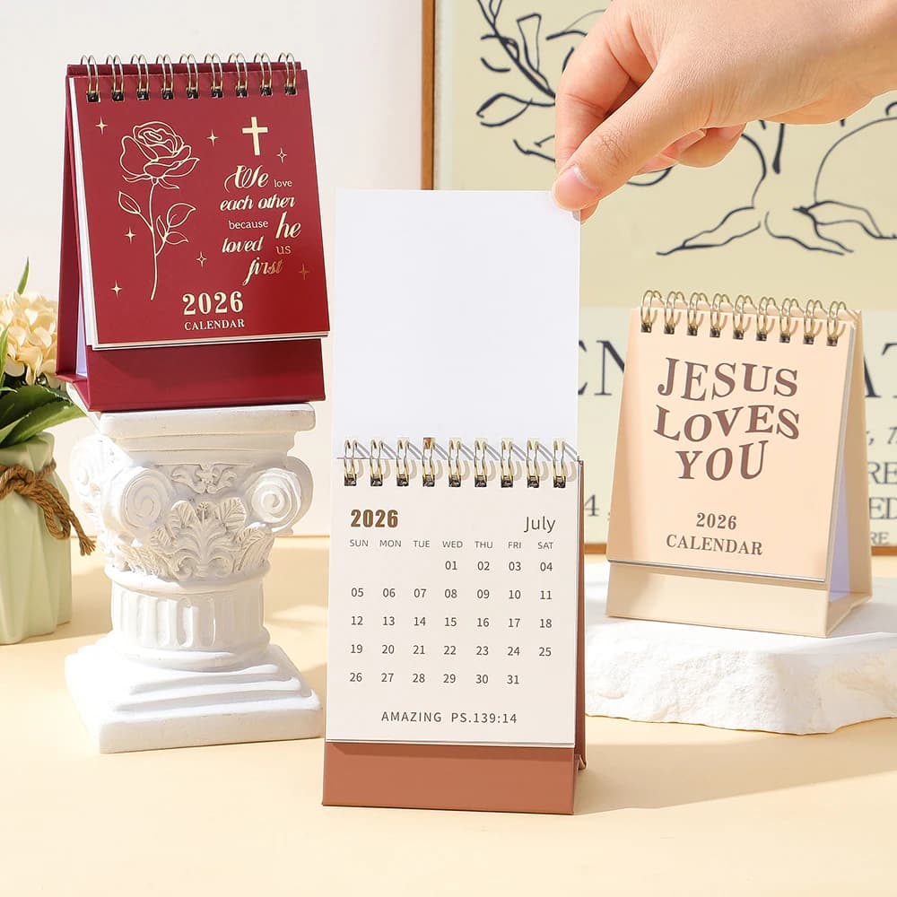 Mini calendario da tavolo mensile 2026 con supporto a spirale Localizzatore di pianificazione giornaliera efficiente per regalo pratico per l'organizzatore della scuola domestica dell'ufficio