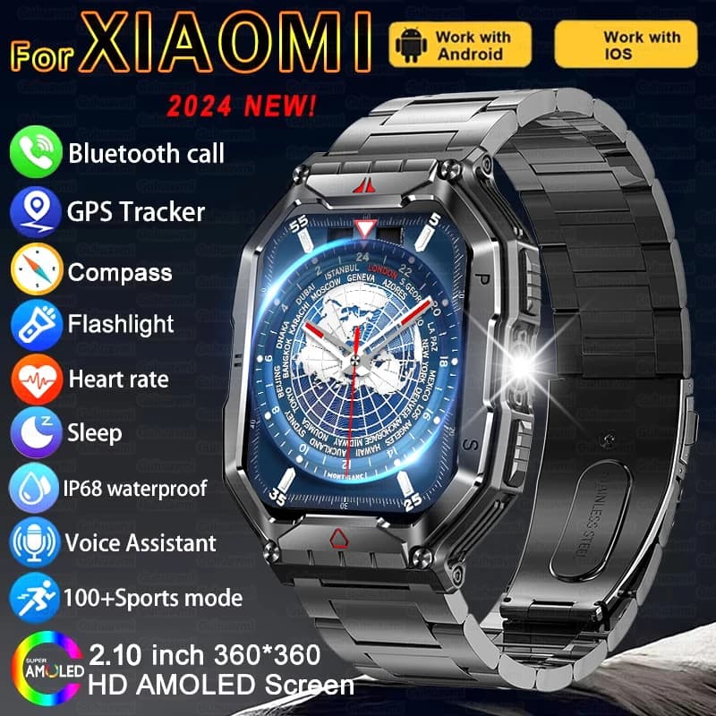 2025 New Men's Smart Watch 360* 360 HD Touch Screen Sport Waterproof Smartwatch Health Monitor Bluetooth Smart Watches