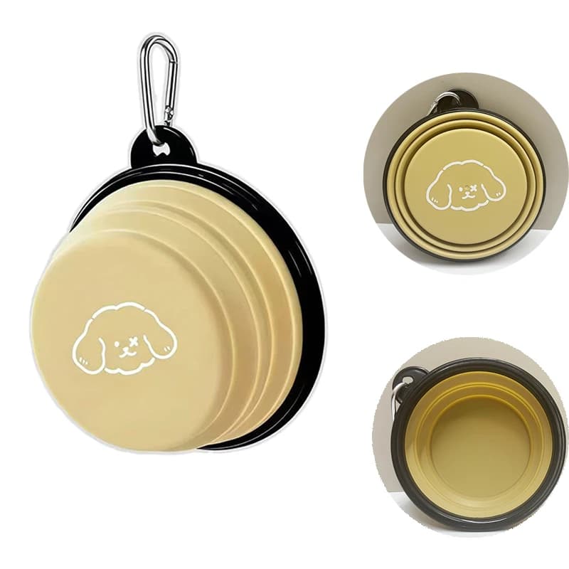 New Pet Outdoor Folding Bowl Portable Travel Pet Food and Water Bowl with Hook Clamp Foldable Feeding Plate or Dogs and Cats