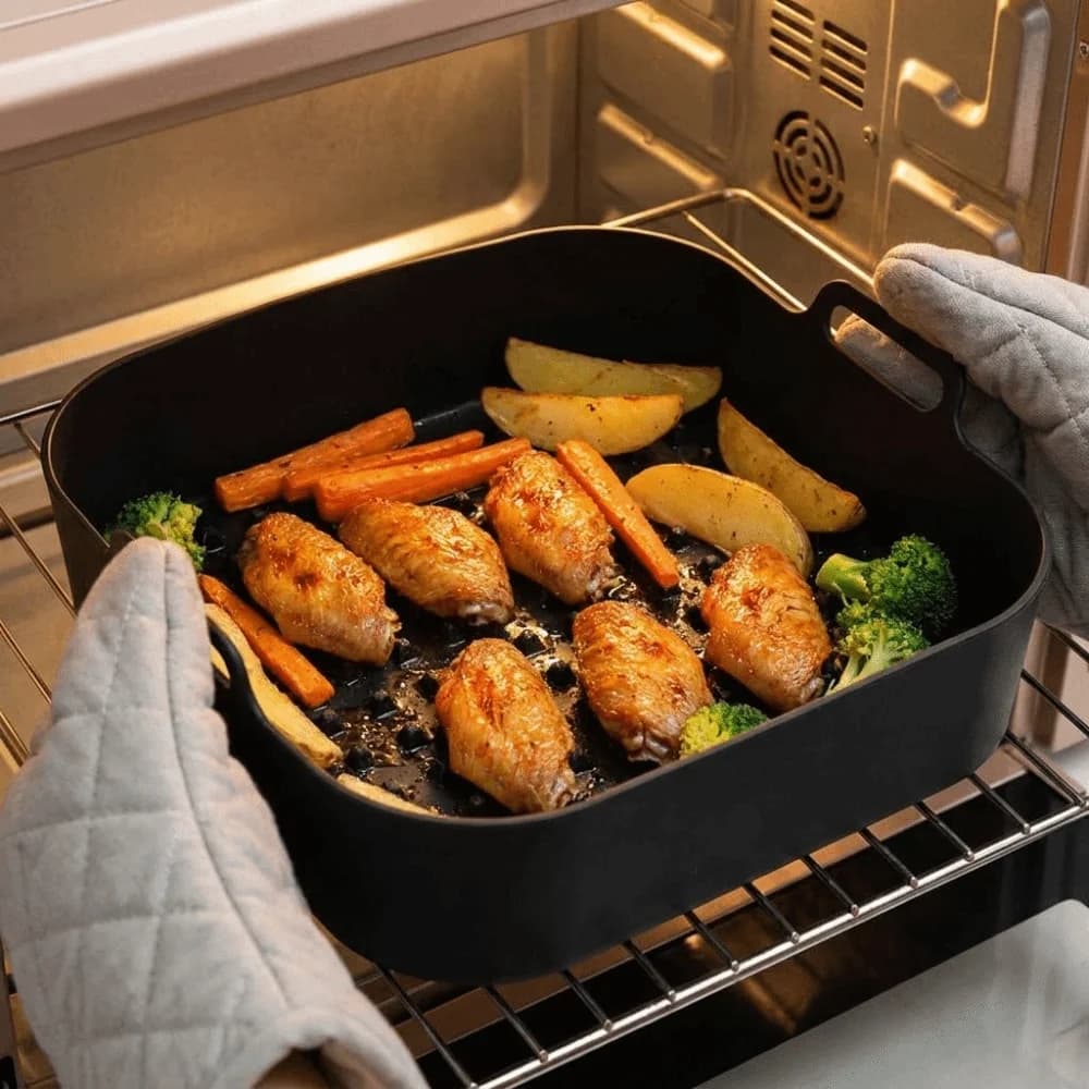 Tappetino da Forno Quadrato per Friggitrice ad Aria, Resistente alle Alte Temperature, in Silicone Multicolore, Flessibile e Riutilizzabile