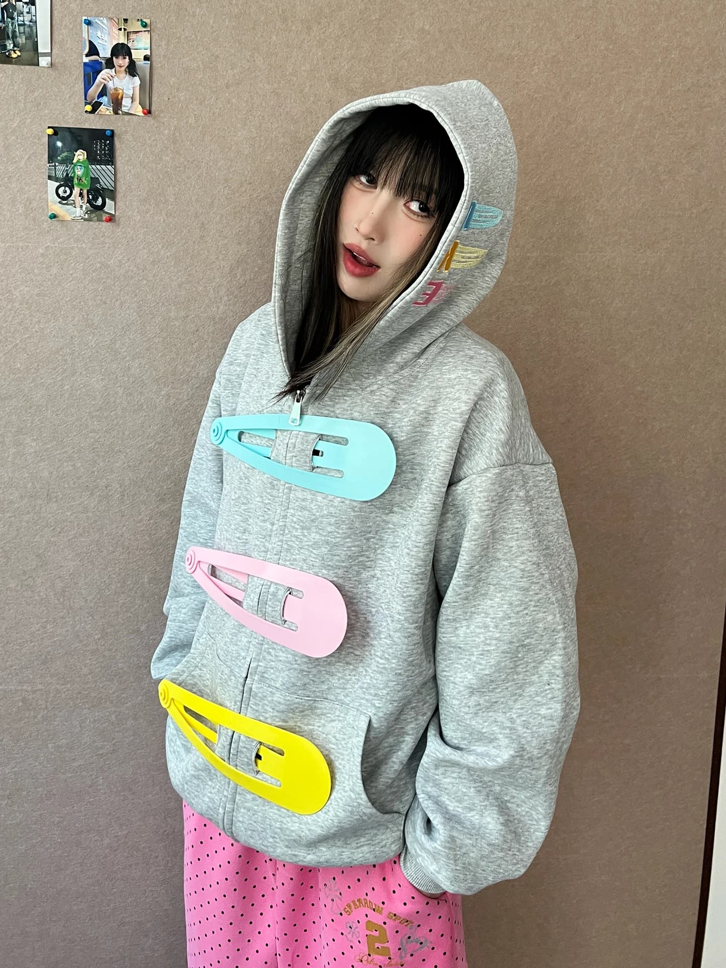 Korean Design Large Size Hair Clip Hoodie Women Spring New Loose Couple Open Cardigan Zipper Jacket Breathable Cotton Long Sl...