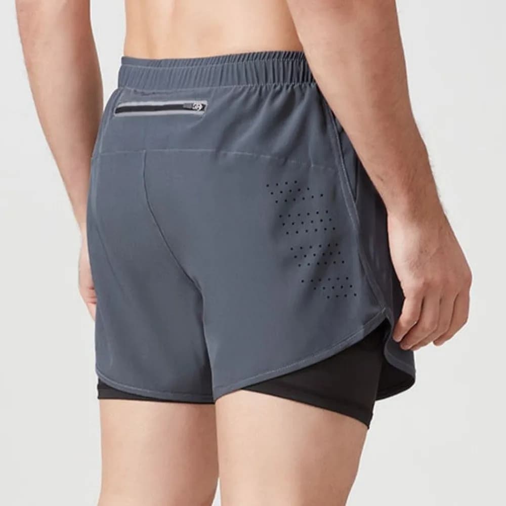 Comodi Pantaloncini Sportivi 2 in 1 con Striscia Riflettente e Tasca, Abbigliamento Sportivo da Uomo ad Asciugatura Rapida con Fodera, Pantaloncini da Ciclismo e Corsa