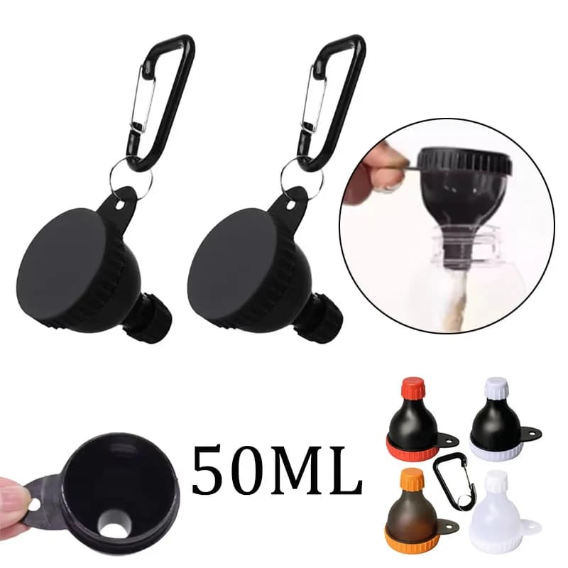 50ml Protein Powder Funnel with Carabiner Portable Protein Powder Travel Container to Go, Water Bottle Funnels for Powder