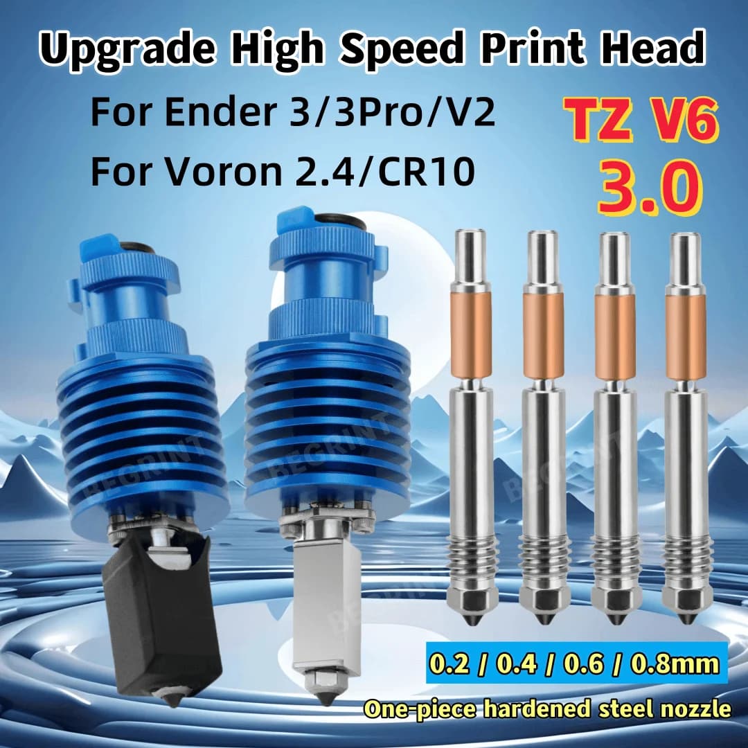 Hotend Upgrade TZ V6 3.0 Riscaldamento ceramico hot end Ugello in acciaio temprato monopezzo per Ender 3 Ender 3 V2 Ender 3 Pro VORON 2.4