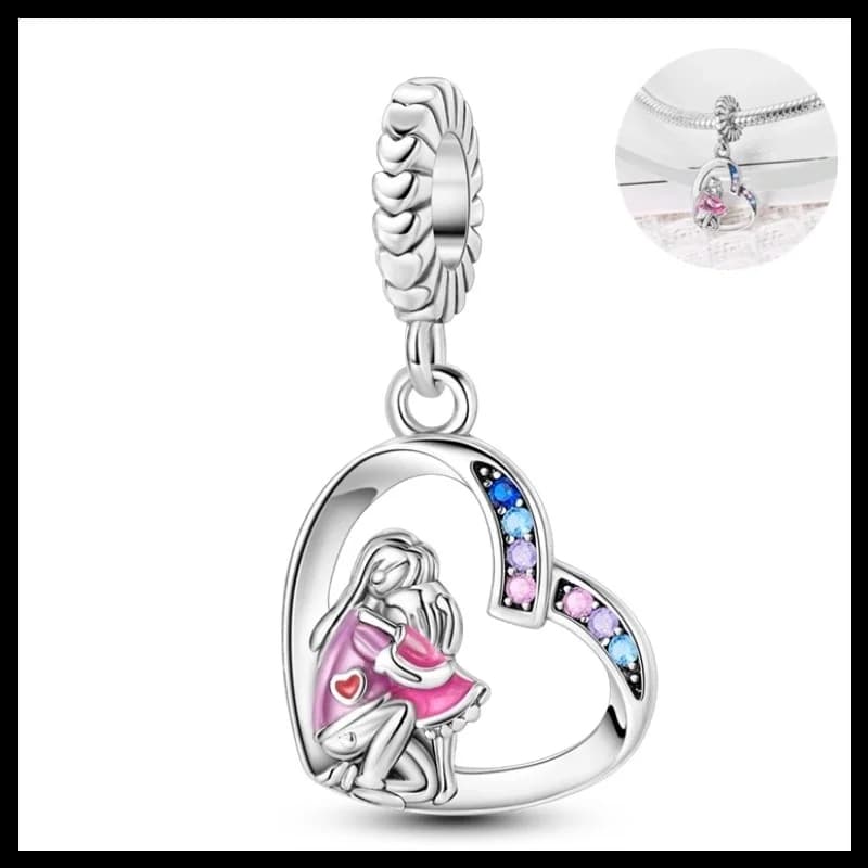 Ciondolo originale in argento sterling 925 con ciondoli a forma di abbraccio d'amore, adatto per braccialetti e collane fai da te, regalo per lei, Colgante Plata