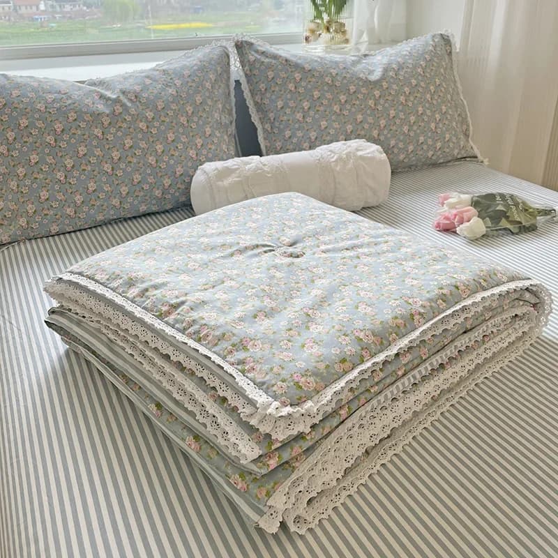 Pure Cotton Summer Cooling Duvet 1-Piece Lace Soybean Fiber Airable Cover