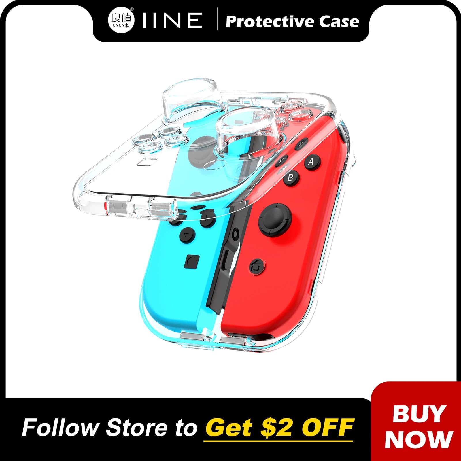 Custodia trasparente per PC versione IINE Mini per Nintendo Switch Joy-Con versione senza cinturino