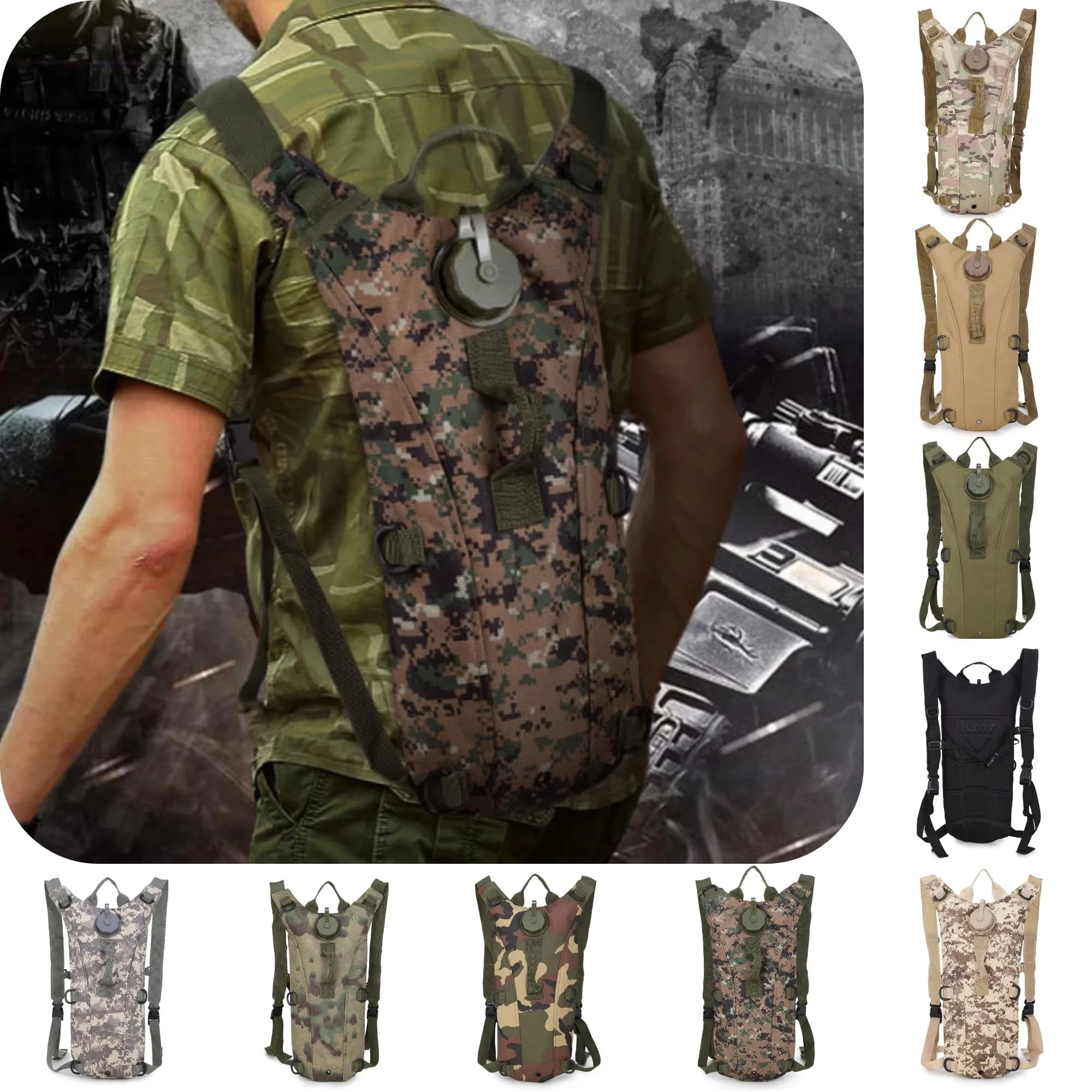 Portable 3-liter tactical water bag pumps for mountaineering, trail running and shipping equipment