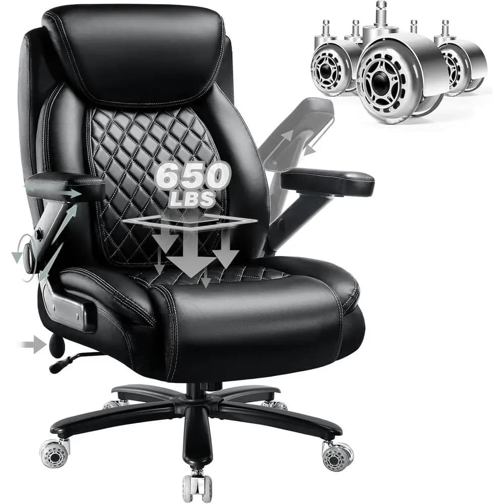 Sedia da Ufficio Ergonomica con Schienale Alto, Braccioli 5D, Cuscino Spesso e Supporto Lombare Regolabile