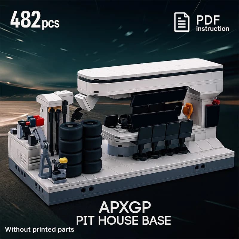 APX GP Pit House Show Stazione di monitoraggio base Building Block Collezione di assemblaggio fai-da-te creativa Giocattoli Gfit MOC Modello di mattoni