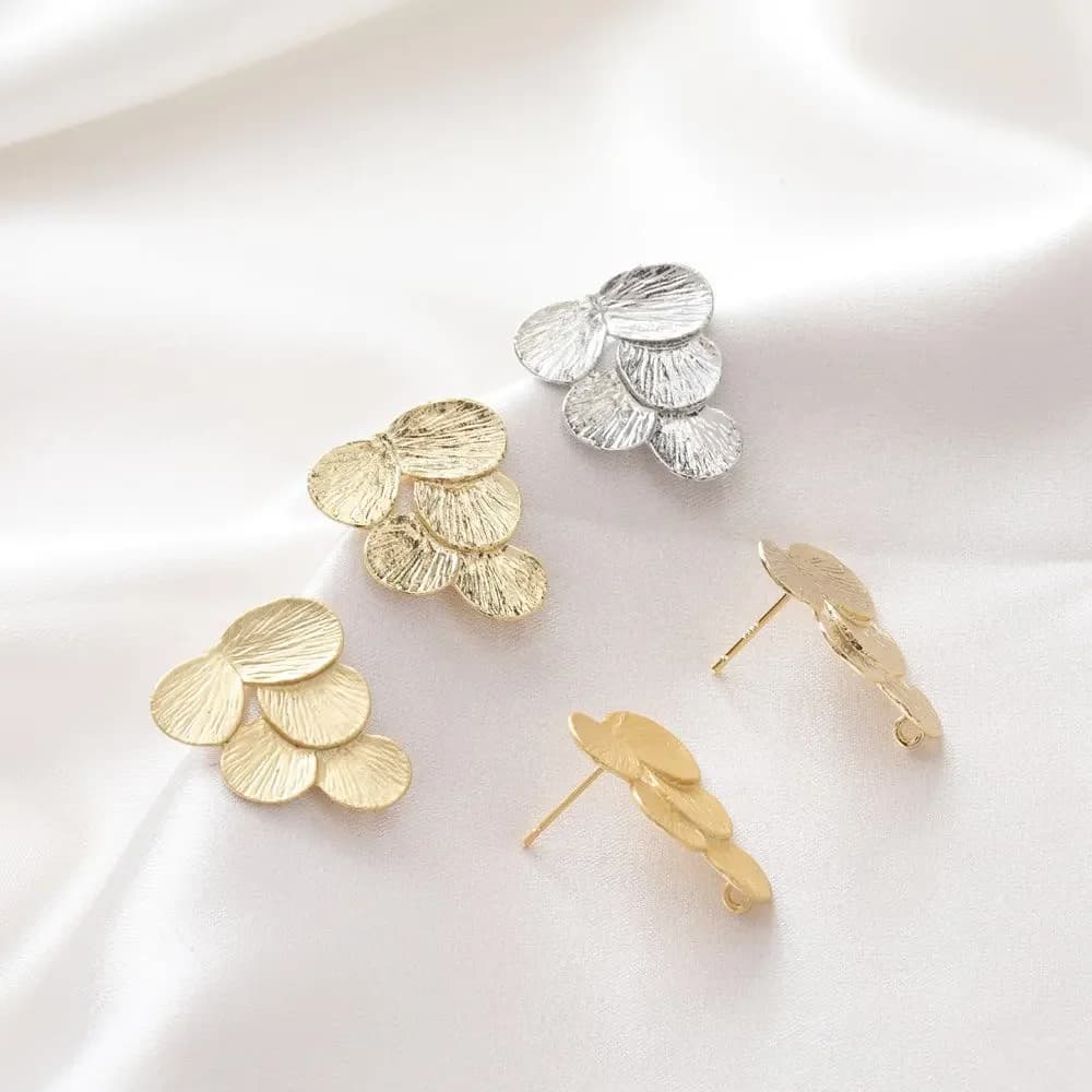4 pezzi 14k placcato in oro a forma di foglia ago d'argento orecchini fai da te fare fascini risultati di gioielli in ottone forniture componenti accessori