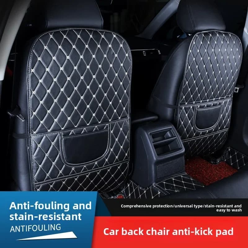 Protective cover for rear seat for auto PU leather anti-calcium with pocket holders Anti-calcium for back seat for car Accessories for children