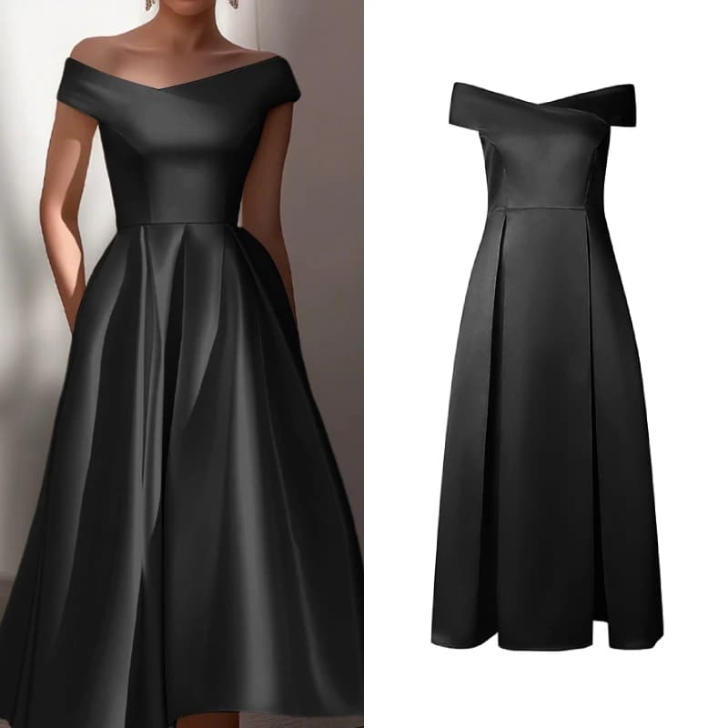 ZANZEA Abiti da sera in raso da donna, sexy, con spalle scoperte, vestito midi a tinta unita, elegante, estivo, per cocktail, Robes Femme