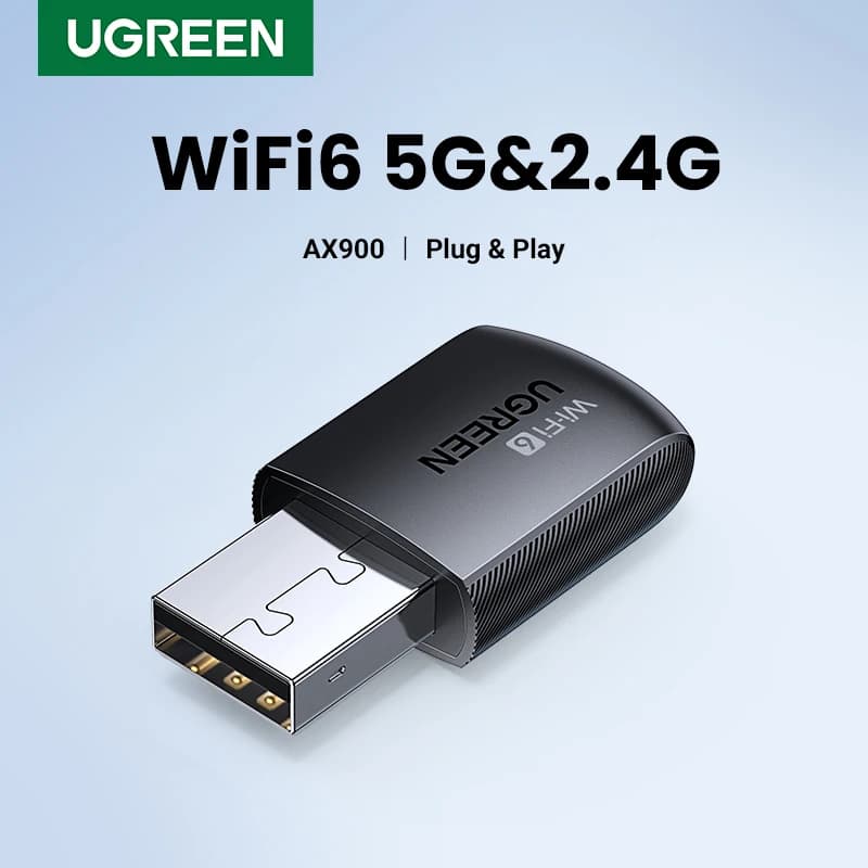 Adattatore WiFi UGREEN AX900 AX1800 AC1300 WiFi6/5 Antenna dongle WiFi USB da 5 GHz e 2,4 GHz per scheda di rete Ethernet USB per laptop desktop