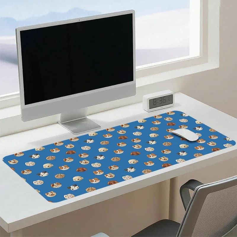 Tappetino per Mouse con Motivo Cucciolo Blu, Base Antiscivolo in Gomma, Grande Tappetino per PC, Tastiera, Ufficio e Gaming