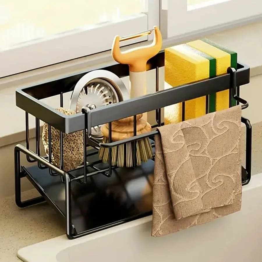 Organizer for kitchen sink drains Shelf for self-dreaming plastic ABS soap sponge holder Strofinaccio Towel rack Filter basket