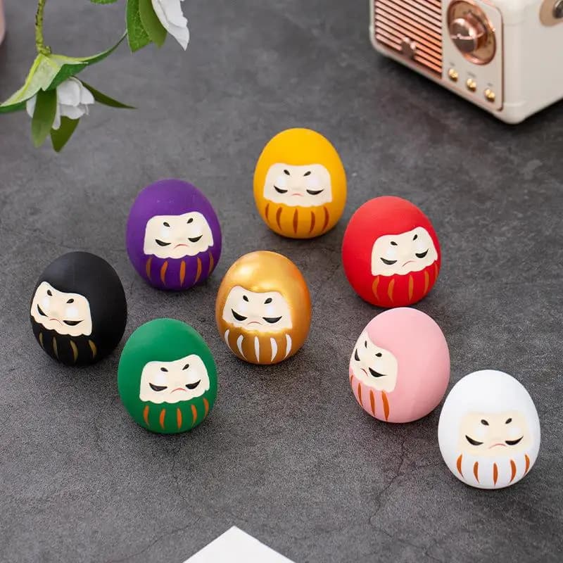 (.) Japanese Ceramic Daruma Statue Daruma Tumbler Crafts Lucky Fortune Ornament Landscape Daruma Doll Fengshui Home Decor Gift