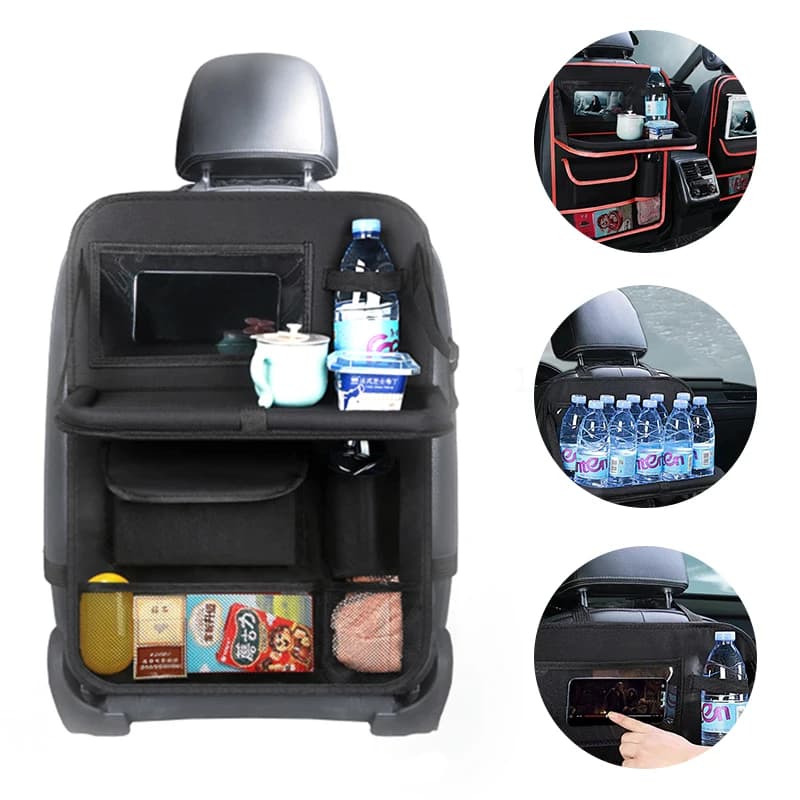 Organizer per sedile posteriore per auto con supporto per tablet touch screen Tasche per borse portaoggetti per auto Protezioni per schienale per seggiolino auto Accessori per auto