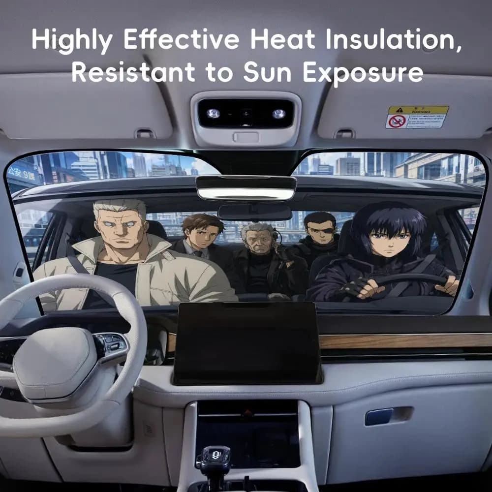 G-Ghost In The Shell Parasole per auto riutilizzabile in lamina di alluminio, protezione UV, copertura isolante dal calore
