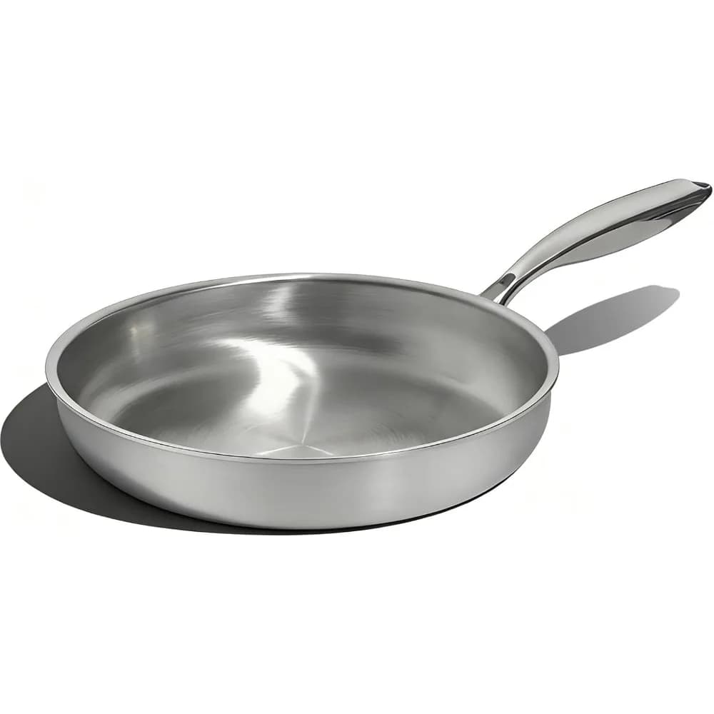 Padella Professionale in Acciaio Inossidabile da 10 Pollici, 5 Strati, Antiaderente, Lavabile in Lavastoviglie, Compatibile con Induzione e Forno