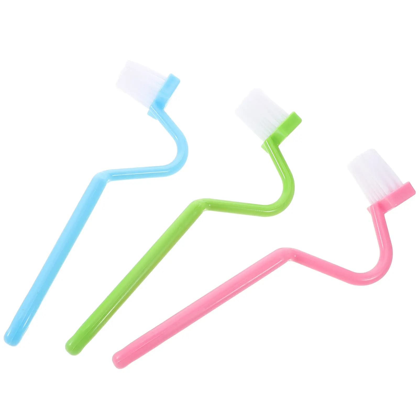 Toilet Cleaning Brush Set 3 Pack 8 Inch Curved V Shaped Plastic Under Rim Bowl Scrubber for Bathroom