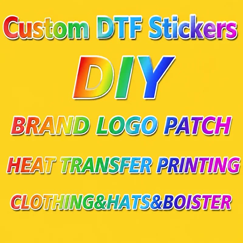 Custom Wholesale Iron On Transfers Heat DTF Colorful Patch Micro elastic Wash DIY Brand Logo or Picture Stickers On Clothes