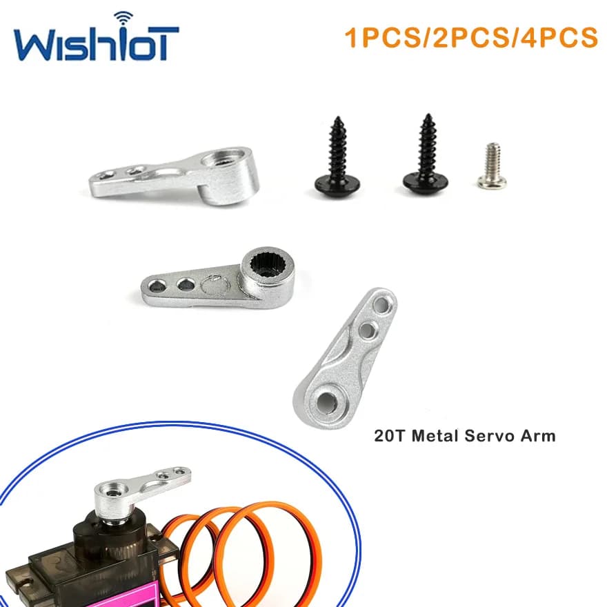 1/2/4 Pezzi Braccio Servo in Metallo 20T per Mini Servomotori da 9g, Braccio Oscillante in Metallo, Accessori Fai da Te per Giocattoli