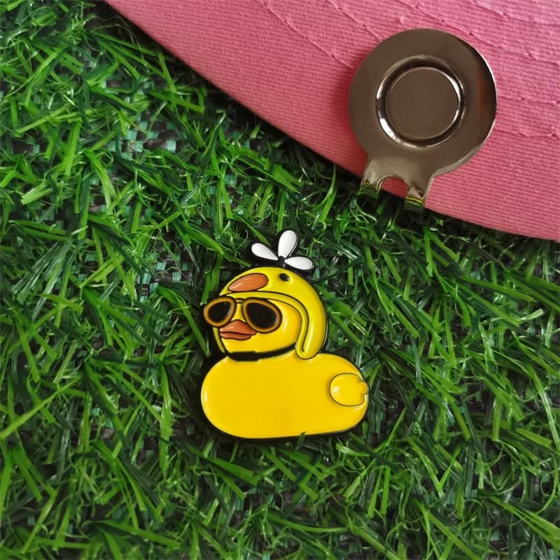 Indicatore per palline da golf in metallo Cool Duck con pennarello da golf magnetico con clip per cappello