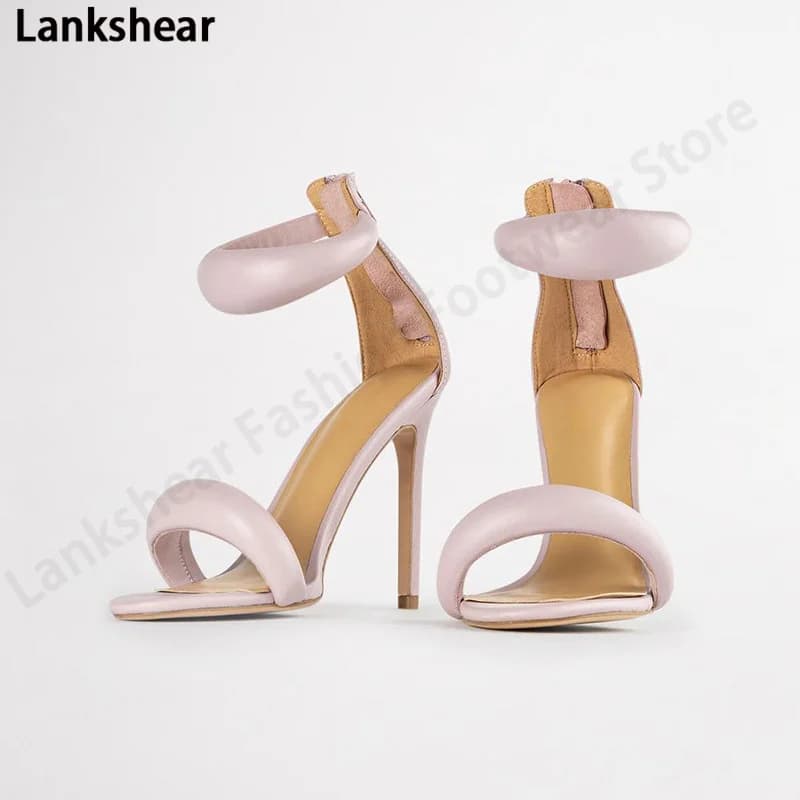 Sandali Sexy con tacco alto scarpe borsa posteriore cerniera tacco sottile anello a bolle una parola con sandali di grandi dimensioni scarpe da sera vestito da pista