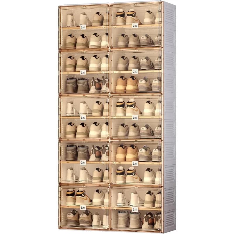 Organizzatore Portatile per Scarpe ANTBOX, Armadio Impilabile per Sneaker con Porta Magnetica Trasparente, con Coperchi