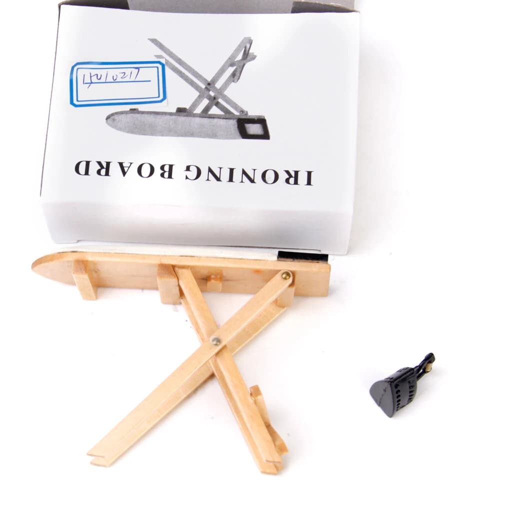Miniature Laundry Ironing Board and Sewing Iron Set Dollhouse Accessory for 1 12 Scale Model Room Decoration