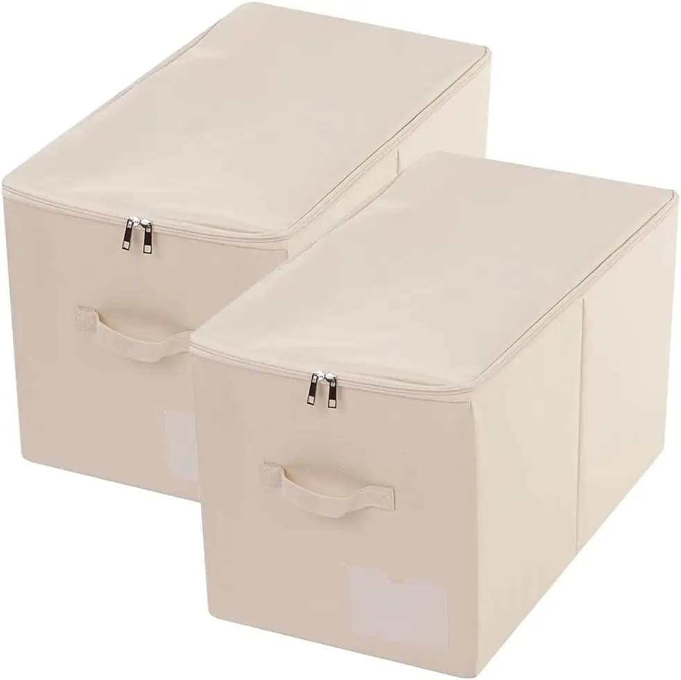 CREATE PRO Confezione da 2, Contenitori per Armadio con Coperchio a Zip, Scatole Pieghevoli in Tessuto per Vestiti, Biancheria da Letto, Giocattoli, Coperte