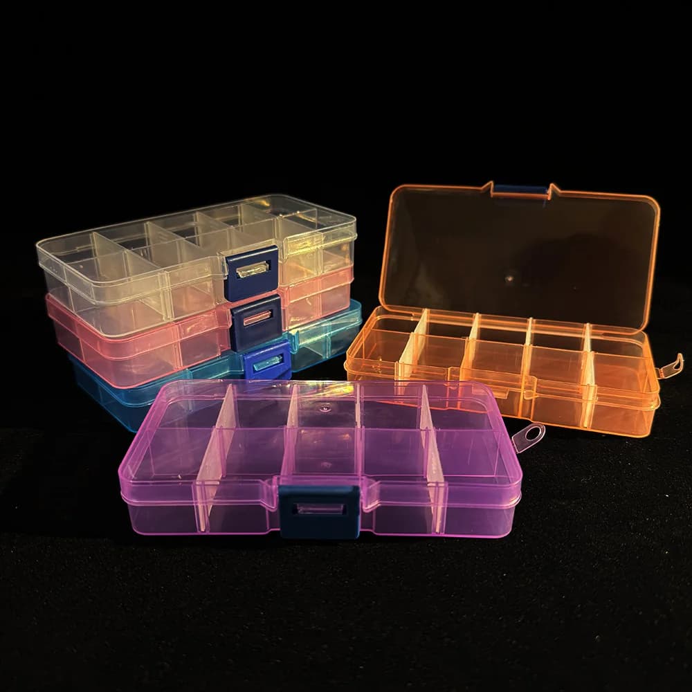 5 pezzi scatola portaoggetti per gioielli organizzatore in plastica contenitore trasparente a 10 slot per anelli perline forniture artigianali fai da te custodia rettangolare regolabile