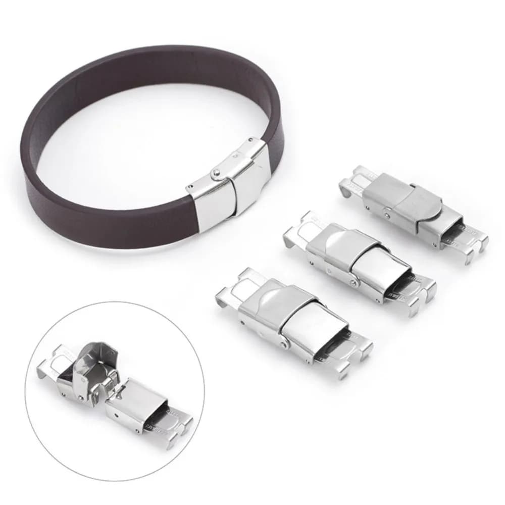 10Pcs Stainless Steel Clasp Crimp Hook Leather Clasps Fastener Buckle For DIY Bracelet Jewelry Making Connectors Accessories