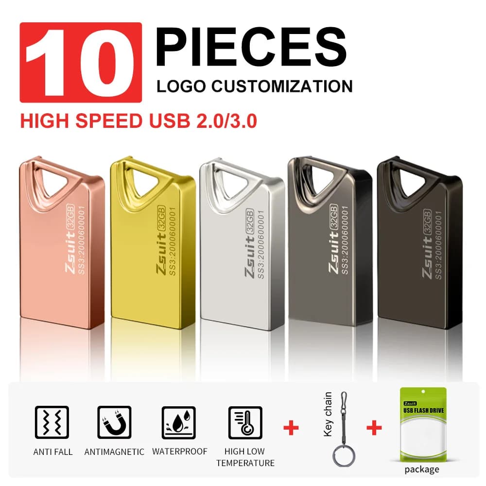 Zsuit 10 pz Chiavetta USB Pendrive 128 GB Memoria Flash Stick 32 Gb 64 GB Chiave di archiviazione USB Dispositivi USB Chiavetta USB Shipp gratuito U Disco