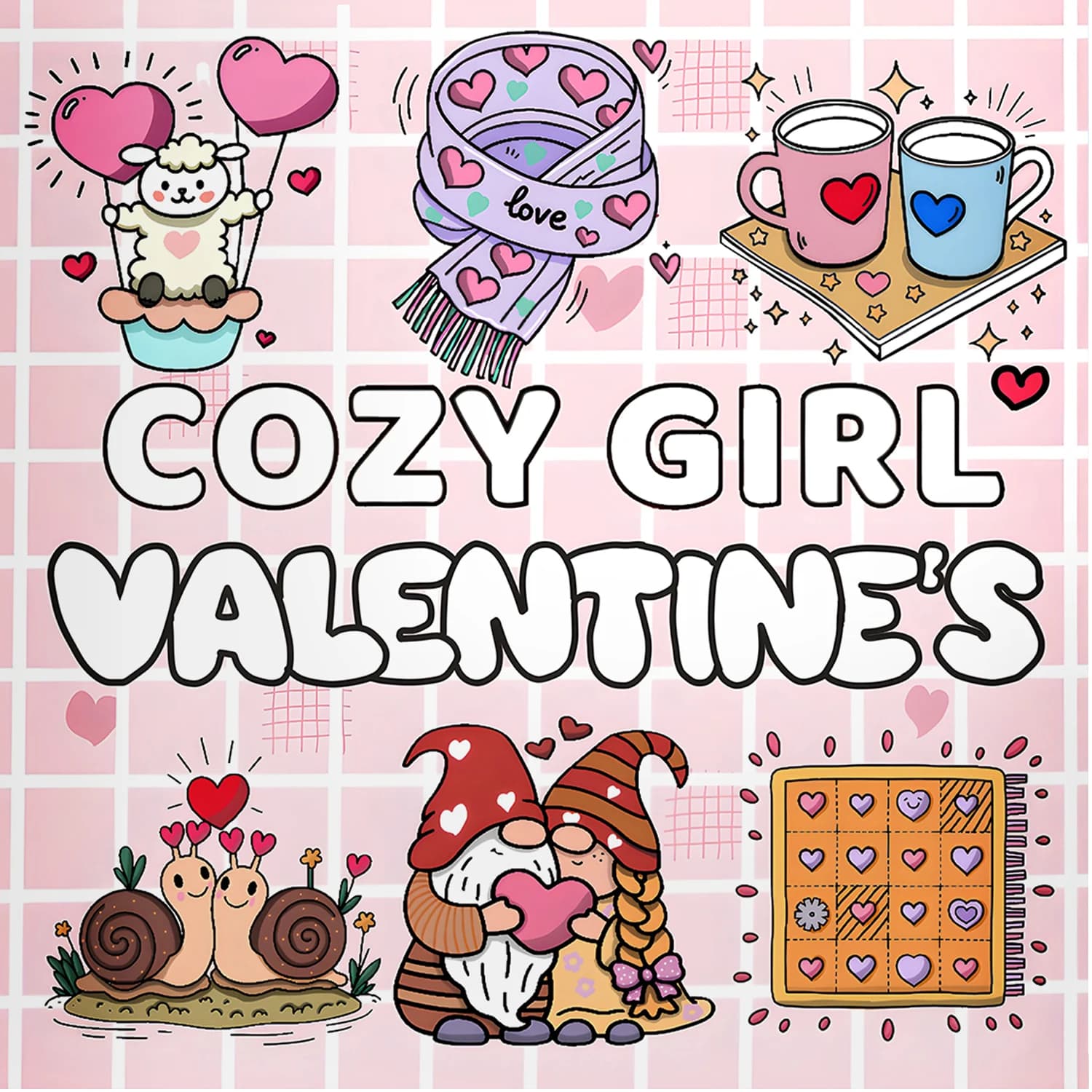 COZY GIRL VALENTINES Libro da colorare per adulti con modelli di cartoni animati Bold-easy per il rilassamento dei bambini Libro da disegno per pittura fai da te