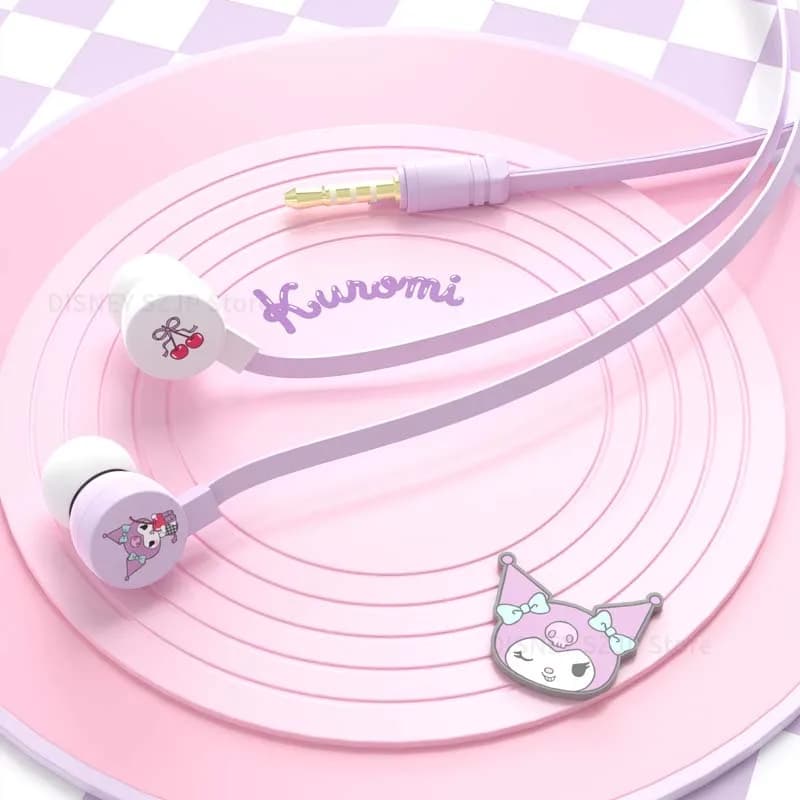 Sanrio earphones wired in-ear Kuromi Cinnamoroll earphones music My Melody games Kawaii sports headphones Pochacco gifts for girls