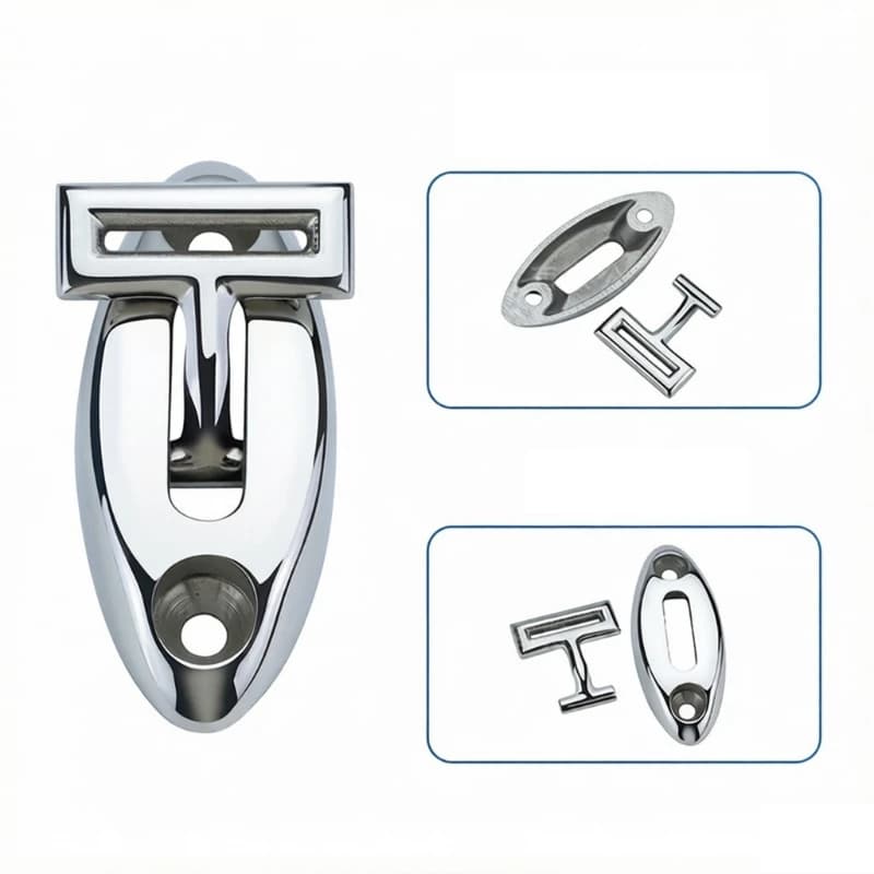 Boat Top Tie-Down Base Stainless Steel Marine Hardware Fitting T-Style Rope Securing Mount for Repair Tasks and Upkeep