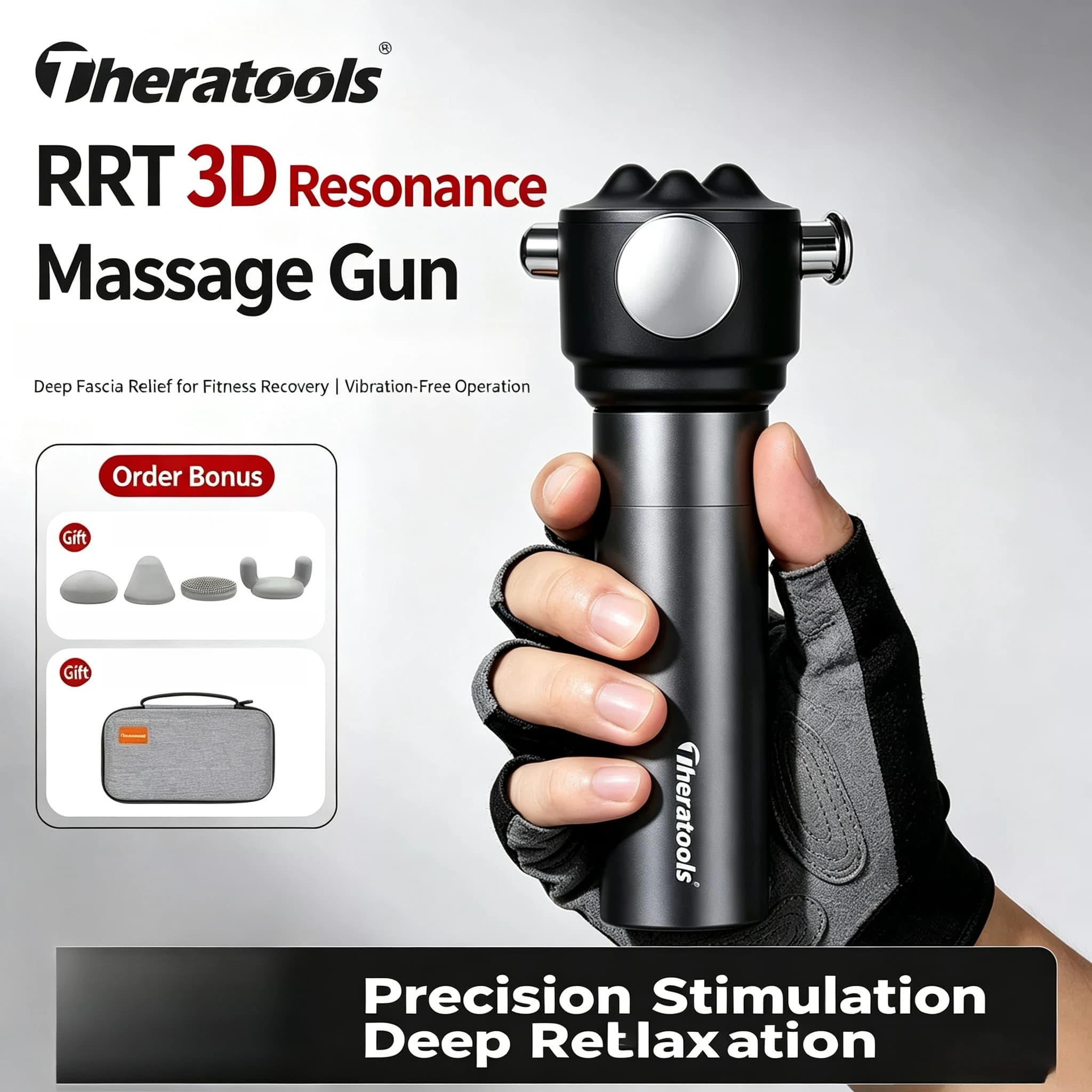 RRT Fascia Gun, 3D Resonance Massage Gun for Neck & Shoulder Muscle Relaxation, Professional Electric Massager for Home Use