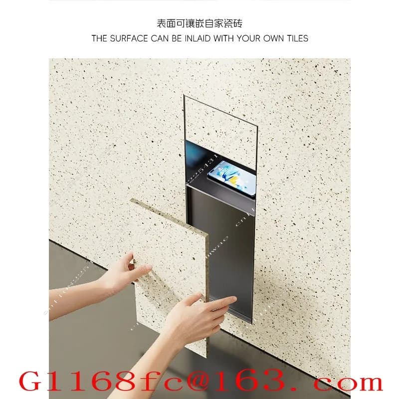 Bathroom hidden stainless steel trash can embedded niche