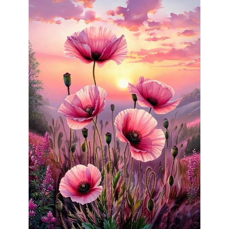5D DIY Diamond Painting Poppy Flower Diamond Embroidery Landscape New 2026 Handmade Gift