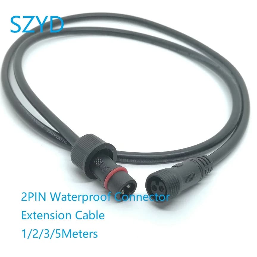 1/2/3/5 Metri Nero 2PIN Connettore Impermeabile Cavo di Prolunga Filo Spina Maschio E Spina Femmina Per Strisce Luce LED/Pannelli Solari