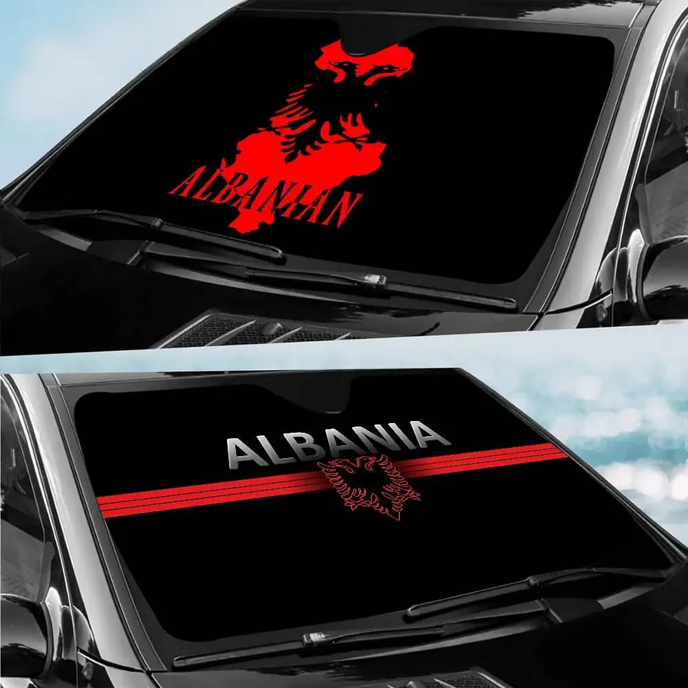Parabrezza per auto con bandiera dell'Albania, parasole pieghevole, blocco di copertura, riflettore, schermo protettivo anti UV traspirante portatile