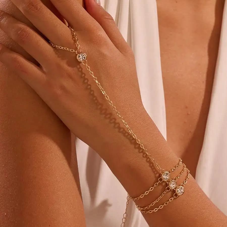 Bracciale Intrecciato Multistrato Semplice, Anello alla Moda per Donna, Catena Unica, Gioiello da Sposa, Regalo per Matrimoni