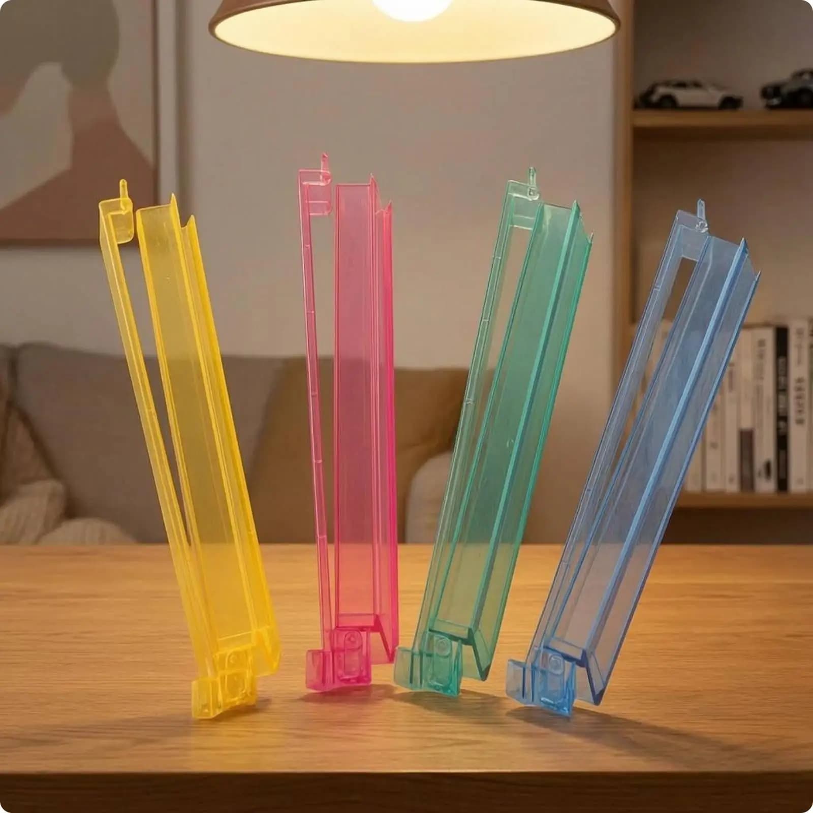 Mahjong Tile Organizer Plastic Straight Rack Built-in Push Rod for Organizing Mahjong Tiles During Board Game Play