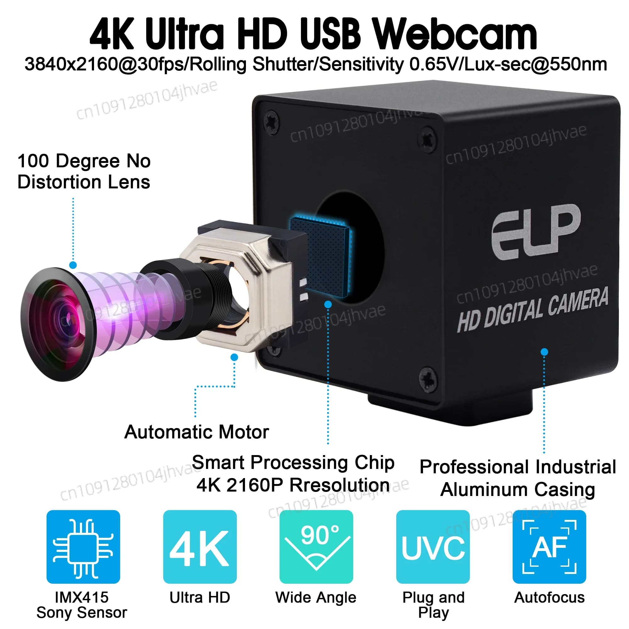 NEW3840*2160 Webcam 4K IMX415 Mini black case USB 4K camera with automatic focus with 2.8/3 lens. 6/6/8/12mm