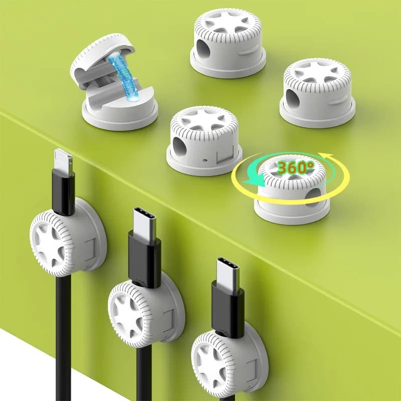 Organizzatore Magnetico Rotante per Cavi, Fissatore per Cavi di Ricarica e Dati per Auto e Scrivania, Contenitore e Smistatore per Fili